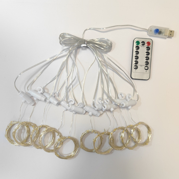 LED užuolaidų šviesos gija su 300 LED, IP68, USB maitinimas 5V, reguliuojamas su nuotolinio valdymo, 3000K