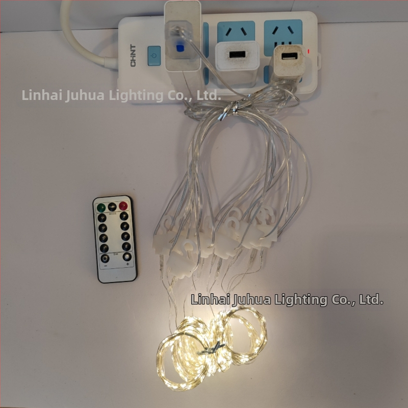 LED užuolaidų šviesos gija su 300 LED, IP68, USB maitinimas 5V, reguliuojamas su nuotolinio valdymo, 3000K