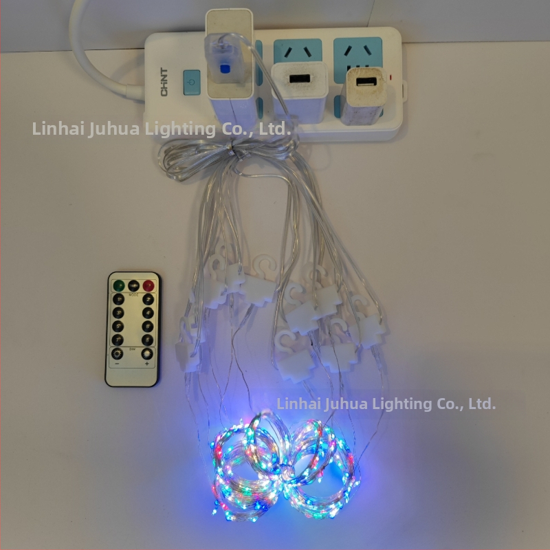 LED užuolaidų šviesos gija su 300 LED, IP68, USB maitinimas 5V, reguliuojamas su nuotolinio valdymo, 3000K