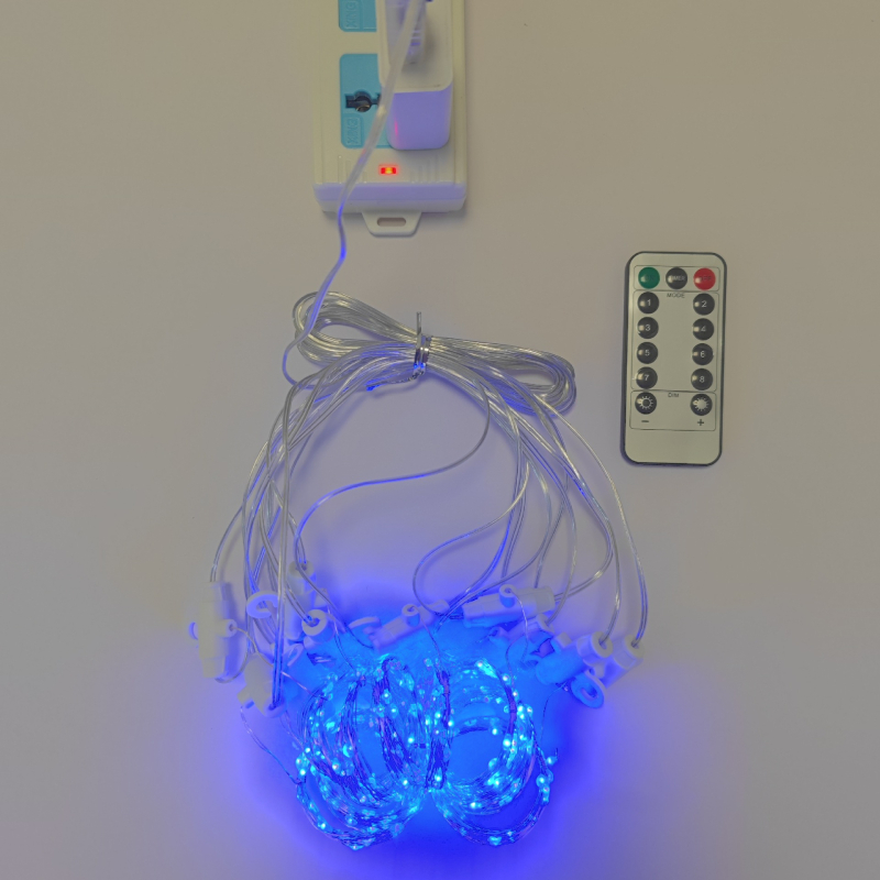 LED užuolaidų šviesos gija su 300 LED, IP68, USB maitinimas 5V, reguliuojamas su nuotolinio valdymo, 3000K