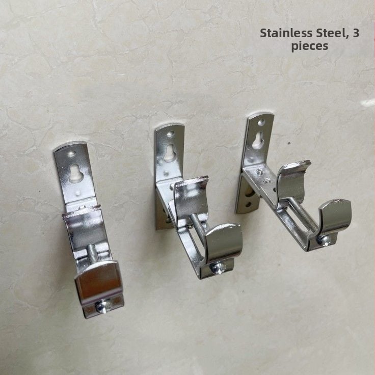 Dzelzs aizkaru stiprinājums, sienas piestiprināms, regulējams, ar augšējo un sānu uzstādīšanu