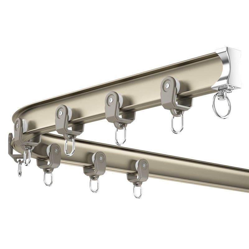 Завесен релсов път от алуминиева сплав, аркообразен U-образен и L-образен ъглов балкон, ръчно извиван, удебелен, за завеси за окачване, модел 5028, стил лукс.