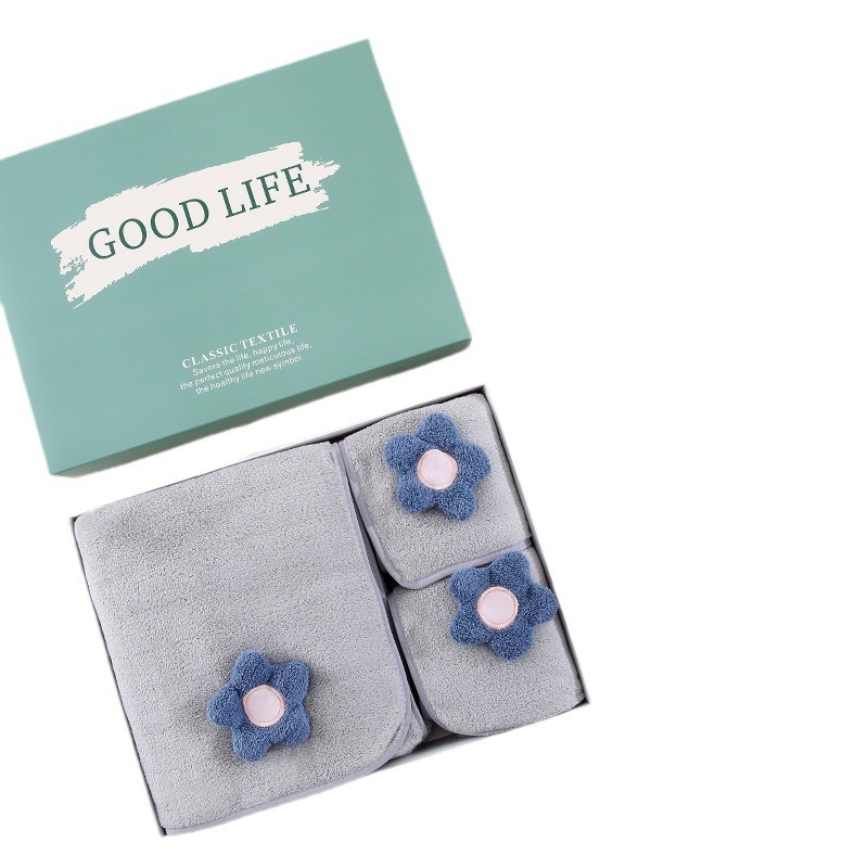 Set prosoape din fleece coral într-o cutie cadou, 3 piese; personalizare: imprimare logo, broderie și tiv; greutate 500 g; Brand Miaoxi