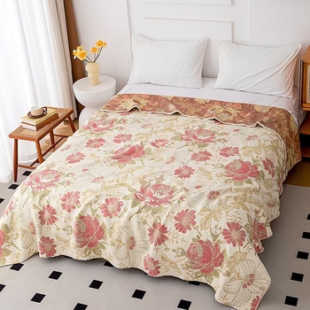 4 sluoksnių marlės pledas iš medvilnės, 99% medvilnė, gėlių raštas, Skandinavijos stilius visoms keturioms metų laikams, reaktyvus spausdinimas ir logotipo pritaikymas