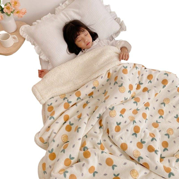 Dvoslojna deka od mliječnog velura s akrilnim vlaknima, ručnik tip deke, za sve sezone, uzorak crtani likovi i biljke, INS stil