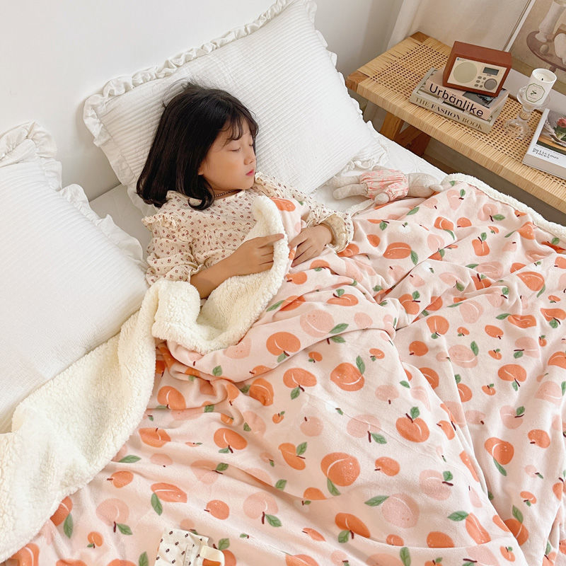 Dvoslojna deka od mliječnog velura s akrilnim vlaknima, ručnik tip deke, za sve sezone, uzorak crtani likovi i biljke, INS stil