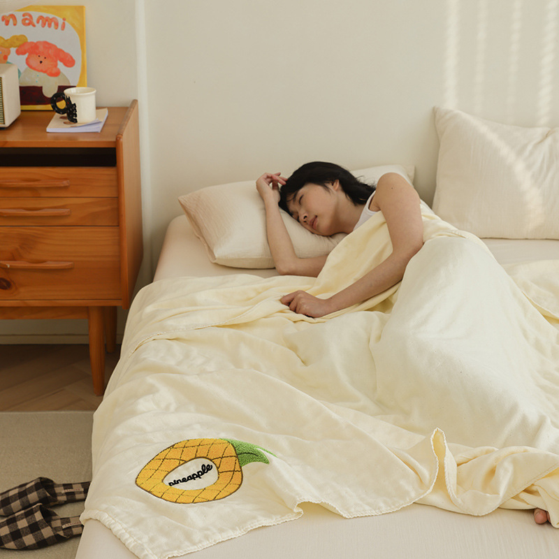 Šešių sluoksnių medvilninės gauzės pledas, lengvas, mažiau nei 300 g, pavasaris–ruduo, vientisas raštas, aukšta kokybė