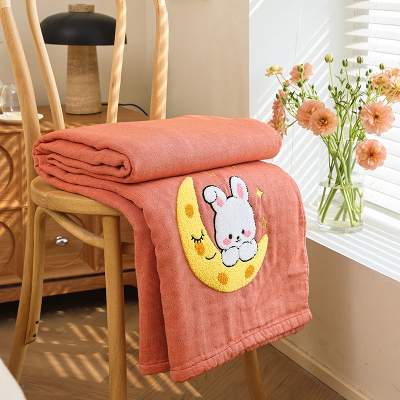 Šešių sluoksnių medvilninės gauzės pledas, lengvas, mažiau nei 300 g, pavasaris–ruduo, vientisas raštas, aukšta kokybė