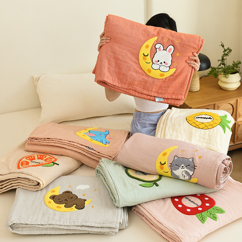 Šešių sluoksnių medvilninės gauzės pledas, lengvas, mažiau nei 300 g, pavasaris–ruduo, vientisas raštas, aukšta kokybė