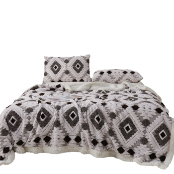 Boemska deka od ovčje vune, jacquard diamantni uzorak, sve sezone, moderni minimalistički stil