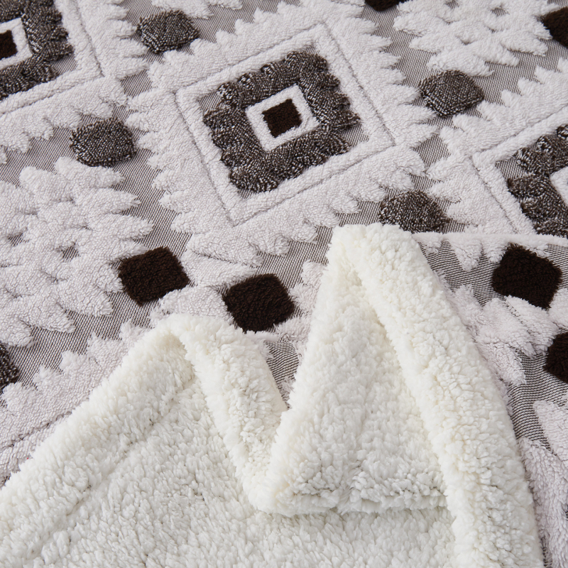 Boemska deka od ovčje vune, jacquard diamantni uzorak, sve sezone, moderni minimalistički stil