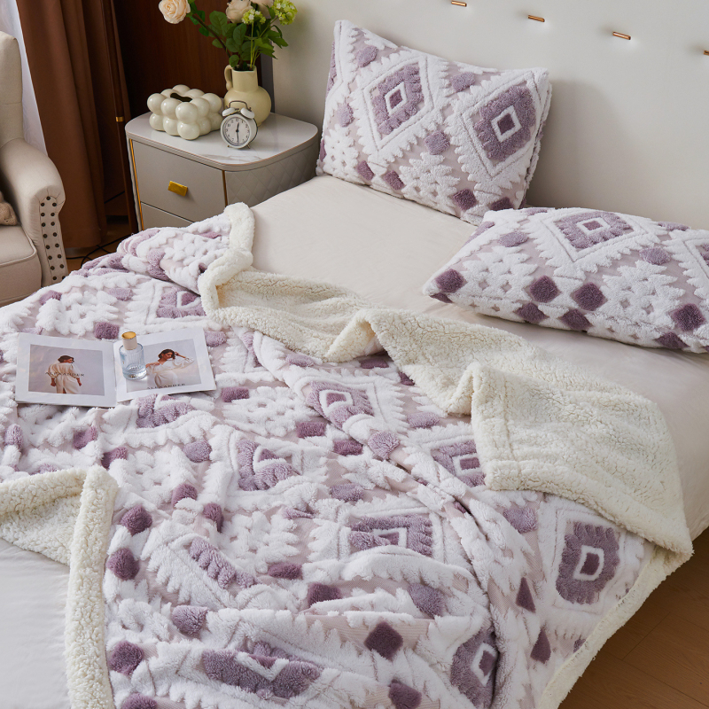 Boemska deka od ovčje vune, jacquard diamantni uzorak, sve sezone, moderni minimalistički stil