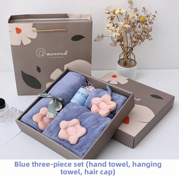 Saulespuķu motīva korāla fleece dvieļu dāvanu komplekts, 3 gab., 32s diegs, mīksts un labi uzsūcošs, iespējam logotipa druka