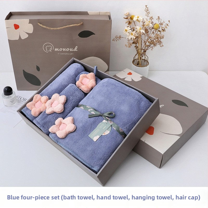 Saulespuķu motīva korāla fleece dvieļu dāvanu komplekts, 3 gab., 32s diegs, mīksts un labi uzsūcošs, iespējam logotipa druka