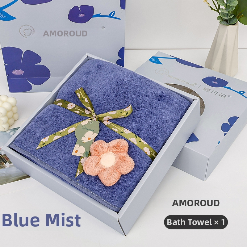 Saulespuķu motīva korāla fleece dvieļu dāvanu komplekts, 3 gab., 32s diegs, mīksts un labi uzsūcošs, iespējam logotipa druka