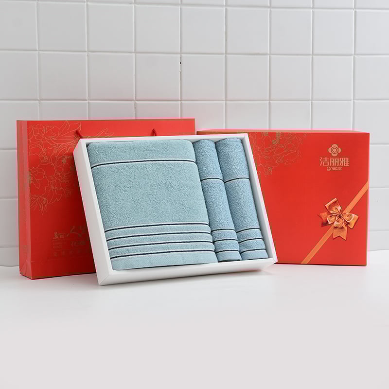 Jielia set ručnika u poklon kutiji: tri komada – jedan ručnik za tijelo i dva ručnika za ruke, 100% pamuk, 110 g, jacquard, s otisnutim logom