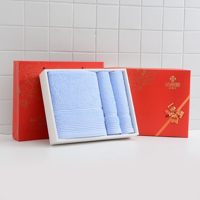 Jielia set ručnika u poklon kutiji: tri komada – jedan ručnik za tijelo i dva ručnika za ruke, 100% pamuk, 110 g, jacquard, s otisnutim logom