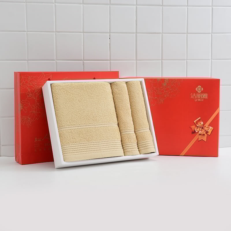 Jielia set ručnika u poklon kutiji: tri komada – jedan ručnik za tijelo i dva ručnika za ruke, 100% pamuk, 110 g, jacquard, s otisnutim logom