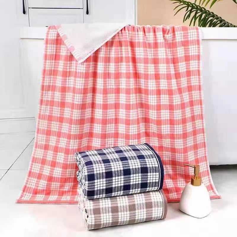 Kokvilnas vannas dvieļu komplekts ar divām pusēm: viena puse terry, otra puse marle, Jacquard audums, 32s pavediena, 200–300 g/m², pielāgota apstrāde