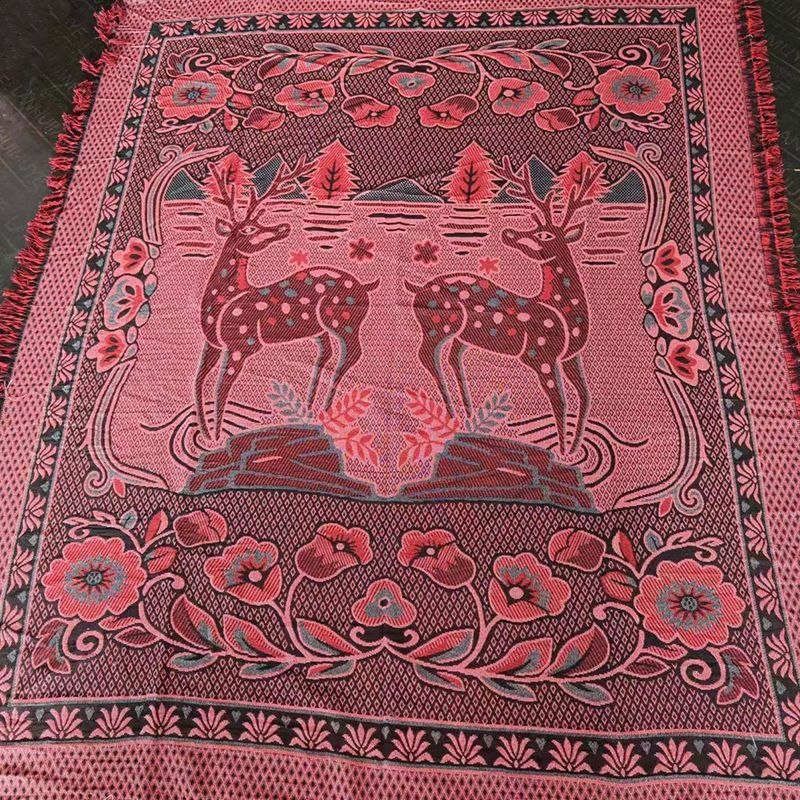 Medvilninė megzta antklodė su kutais, pastoralinio stiliaus, svoris virš 3 kg, tinkama visoms sezonoms