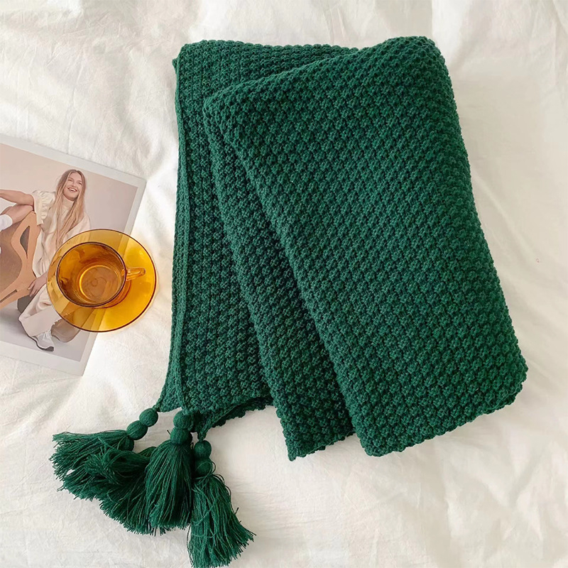 Ćebe s resicama, pleteno od akrila, 800–999 g, Instagram stil