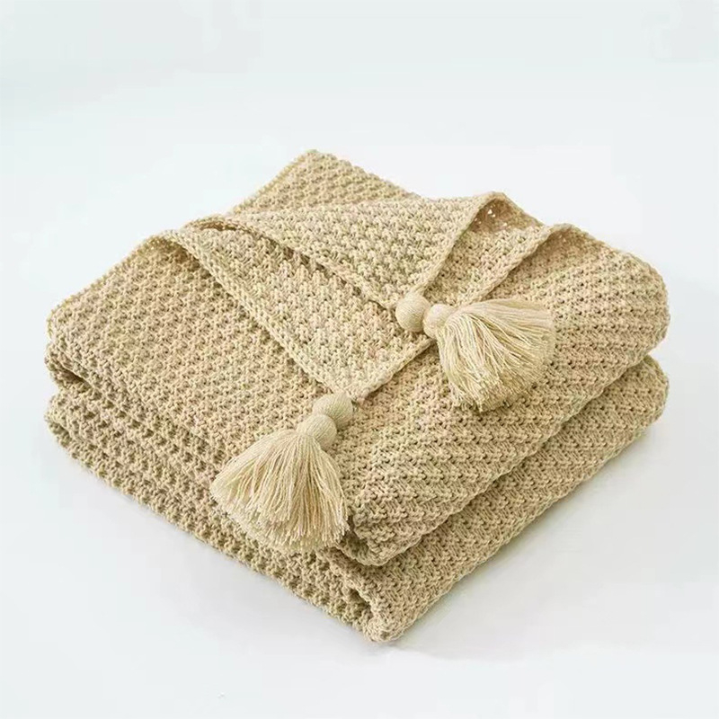 Ćebe s resicama, pleteno od akrila, 800–999 g, Instagram stil