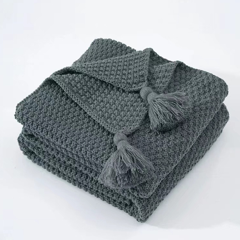 Ćebe s resicama, pleteno od akrila, 800–999 g, Instagram stil