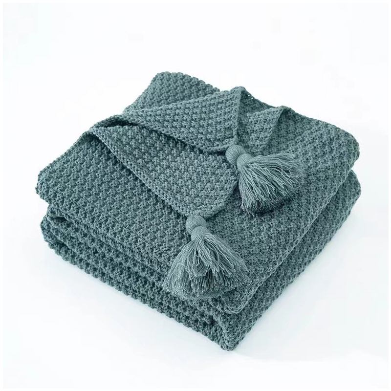 Ćebe s resicama, pleteno od akrila, 800–999 g, Instagram stil