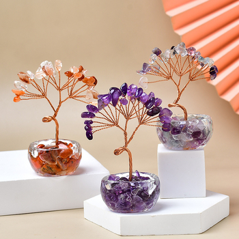 Ukrasno stablo novca – ametistni kristali, kristalni materijal, moderan minimalistički stil