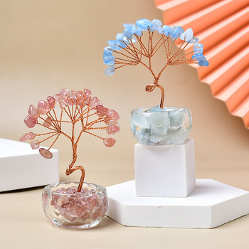 Ukrasno stablo novca – ametistni kristali, kristalni materijal, moderan minimalistički stil