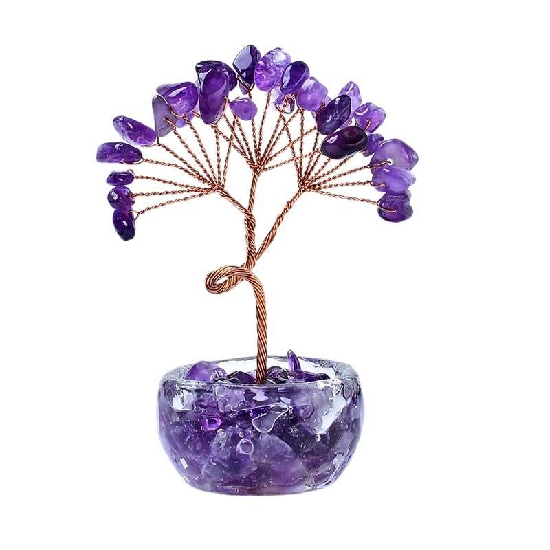 Ukrasno stablo novca – ametistni kristali, kristalni materijal, moderan minimalistički stil