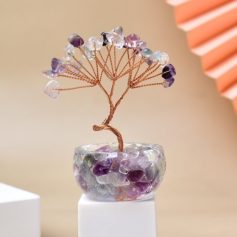 Ukrasno stablo novca – ametistni kristali, kristalni materijal, moderan minimalistički stil