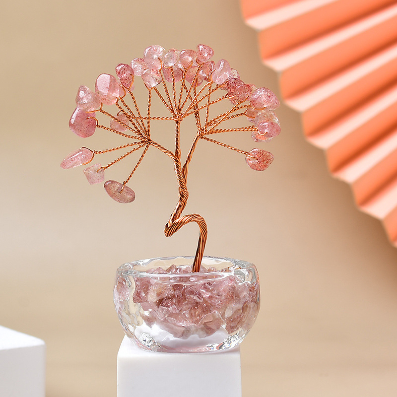 Ukrasno stablo novca – ametistni kristali, kristalni materijal, moderan minimalistički stil