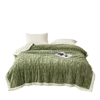 Jednobojna dvostruka flanel deka s jacquard tafta detaljima