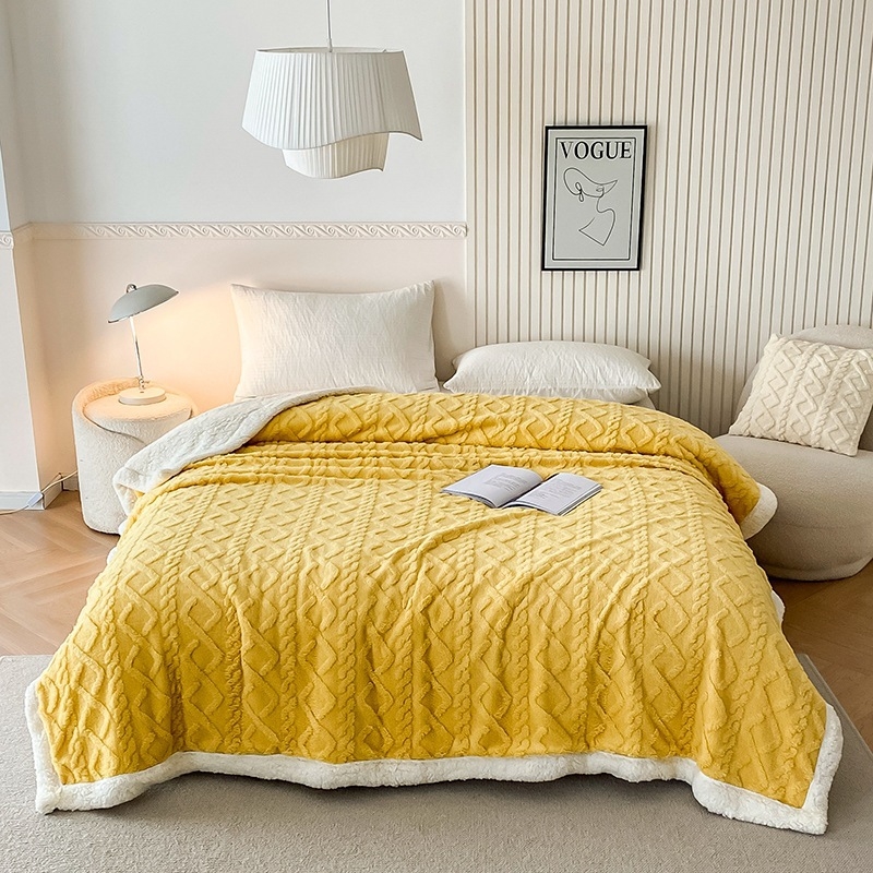 Jednobojna dvostruka flanel deka s jacquard tafta detaljima