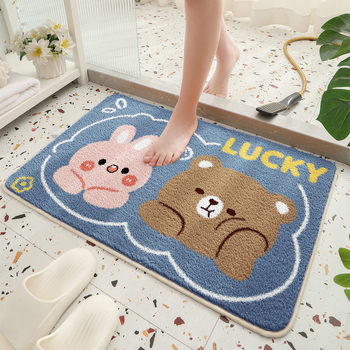 Kupaonski tepih od poliester vlakana, četvrtastog oblika, crtani motiv, strojno pranje, za kupaonicu