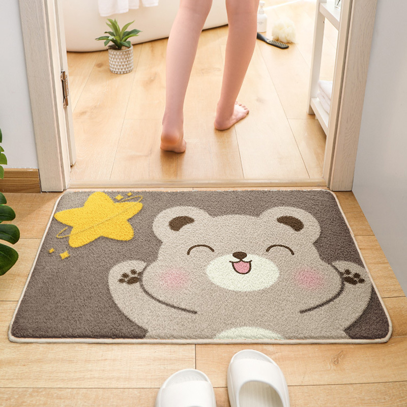 Kupaonski tepih od poliester vlakana, četvrtastog oblika, crtani motiv, strojno pranje, za kupaonicu