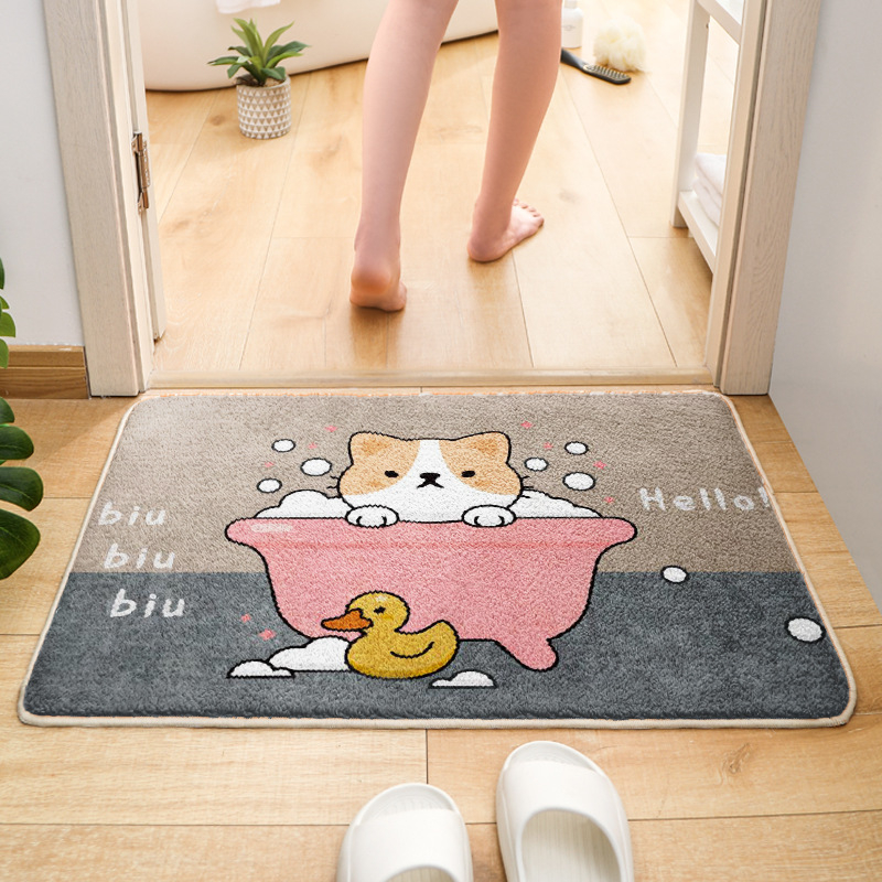 Kupaonski tepih od poliester vlakana, četvrtastog oblika, crtani motiv, strojno pranje, za kupaonicu