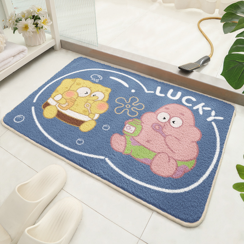 Kupaonski tepih od poliester vlakana, četvrtastog oblika, crtani motiv, strojno pranje, za kupaonicu