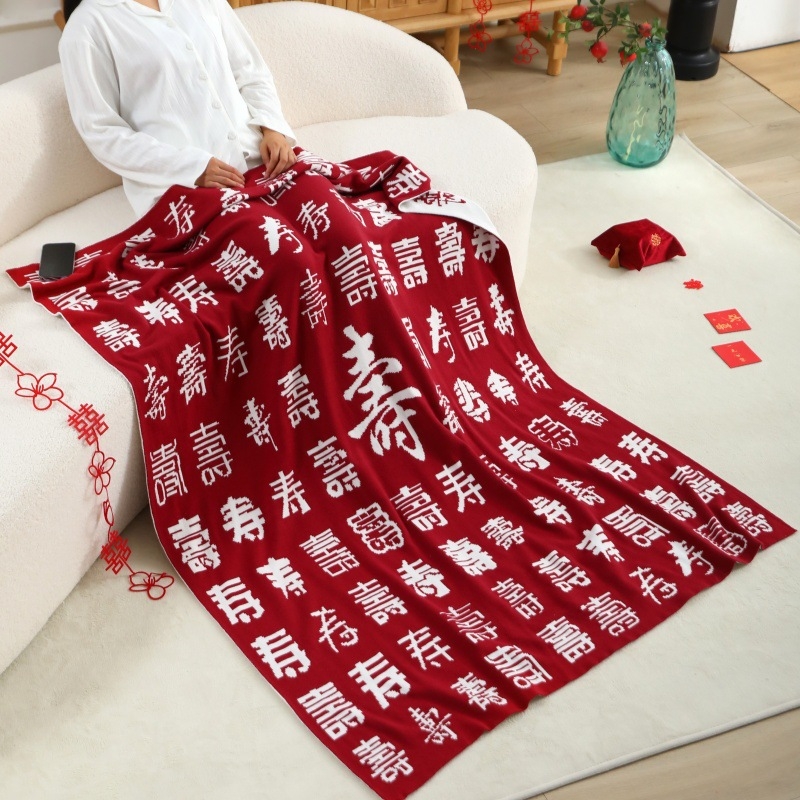 Dekoratyvinė pledė kaip dovana ilgaamžiškumui – iš bambukų pluošto ir modal core-spun siūlų, 1050 g, geometrinis raštas, šiuolaikinis stilius