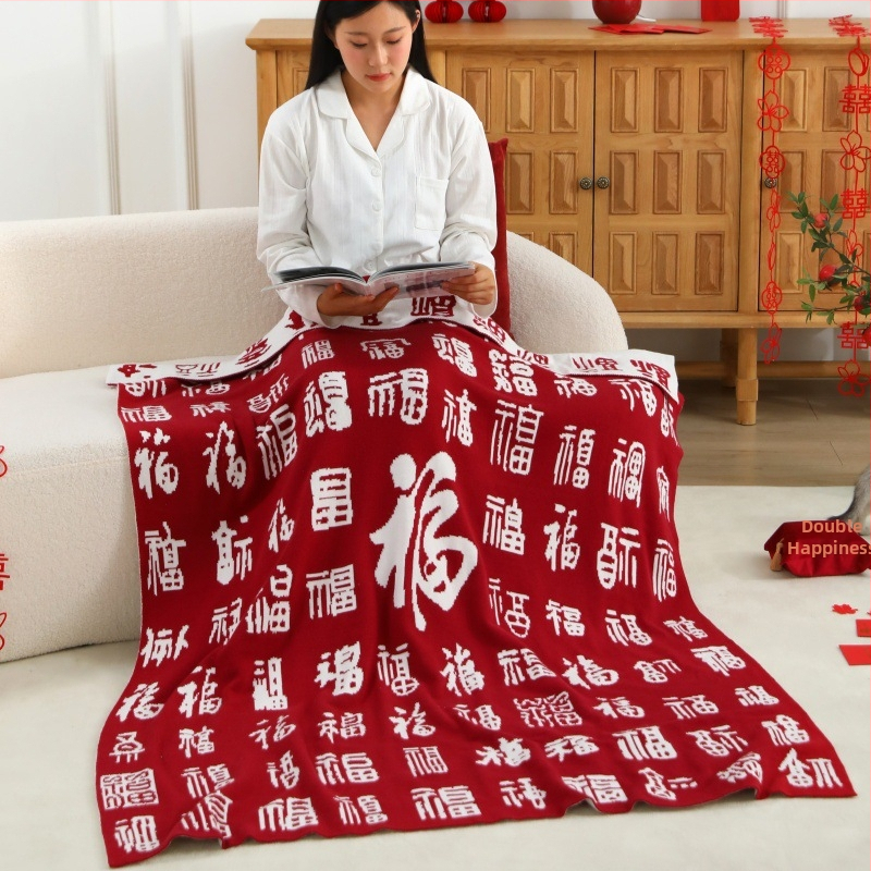 Dekoratyvinė pledė kaip dovana ilgaamžiškumui – iš bambukų pluošto ir modal core-spun siūlų, 1050 g, geometrinis raštas, šiuolaikinis stilius