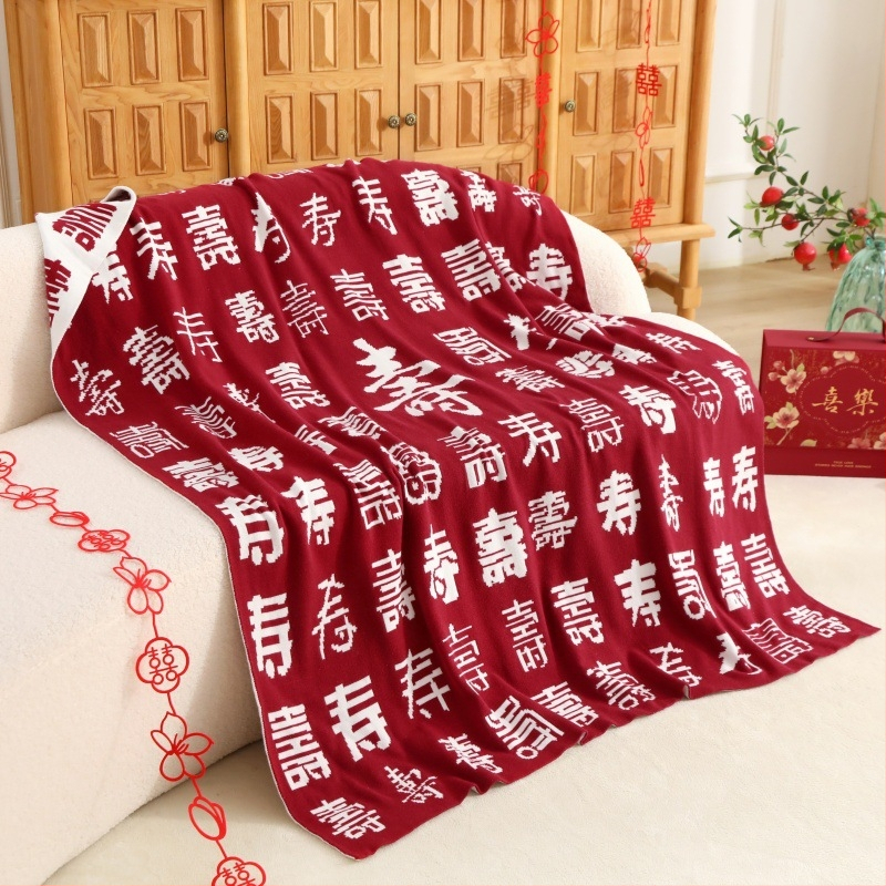 Dekoratyvinė pledė kaip dovana ilgaamžiškumui – iš bambukų pluošto ir modal core-spun siūlų, 1050 g, geometrinis raštas, šiuolaikinis stilius