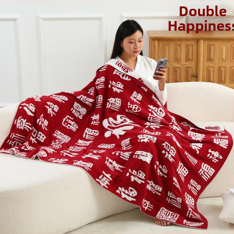 Dekoratyvinė pledė kaip dovana ilgaamžiškumui – iš bambukų pluošto ir modal core-spun siūlų, 1050 g, geometrinis raštas, šiuolaikinis stilius