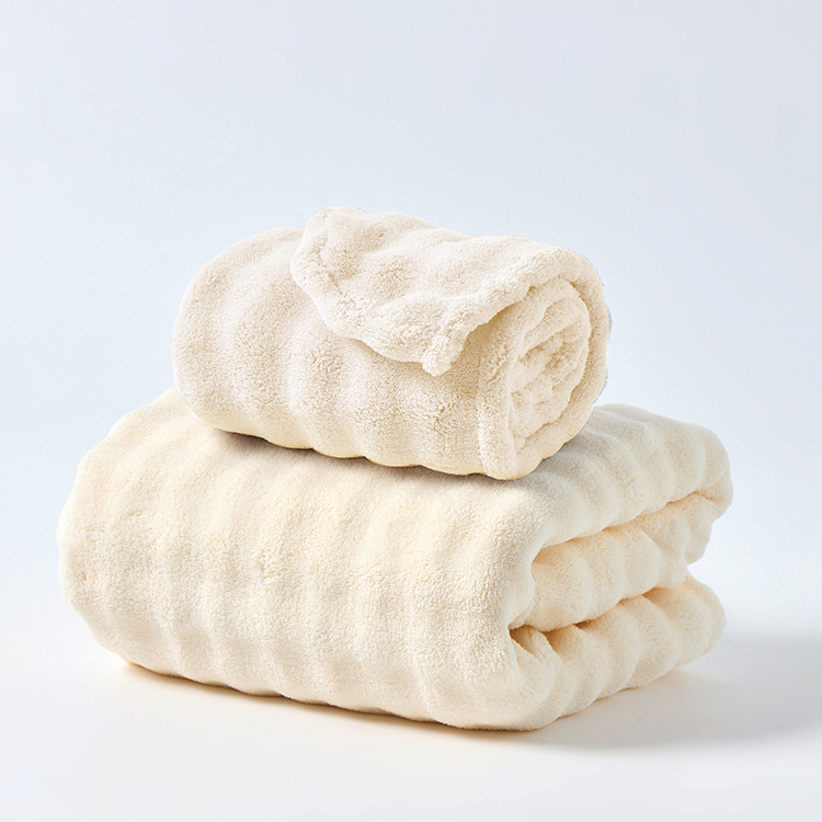 Set kupaonskog ručnika i kapice za sušenje kose, koralni fleece, mjehurični velur, 150D, 85% poliester + 15% najlon