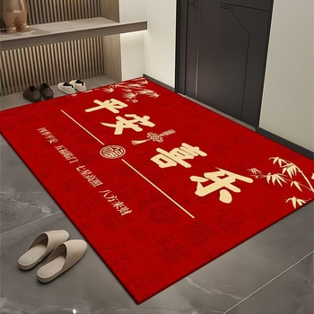 Podmeta za ulazna vrata u novokineskom stilu, tiskani prugasti dizajn, kvadratnog oblika, periva, poliester vlakno