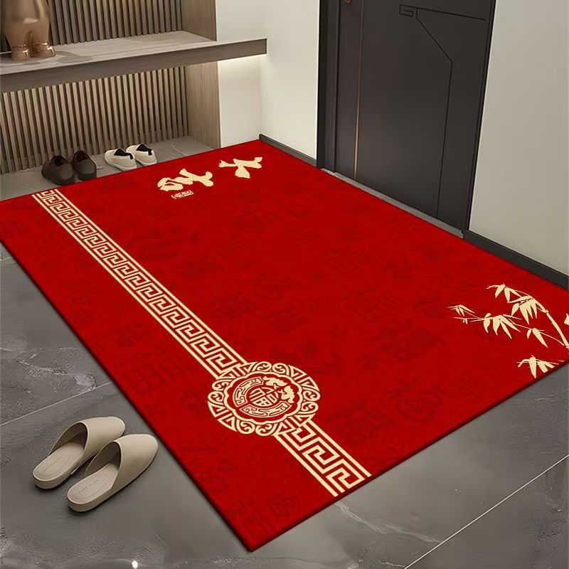 Podmeta za ulazna vrata u novokineskom stilu, tiskani prugasti dizajn, kvadratnog oblika, periva, poliester vlakno