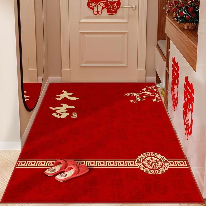 Podmeta za ulazna vrata u novokineskom stilu, tiskani prugasti dizajn, kvadratnog oblika, periva, poliester vlakno