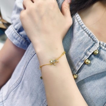 Hui Kai Ženski narukvica od srebra 925 s prirodnim kristalom, motiv zodijaka konj, srcolni granat 4 mm i kruškolik oblik 3x4 mm, kristalna ugradnja