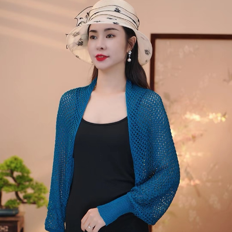 Šal Ice Silk s dugim rukavima – karirani pleteni uzorak, zaštita od sunca, za žene, ljeto-proljeće-jesen, japansko-korejski sladak stil