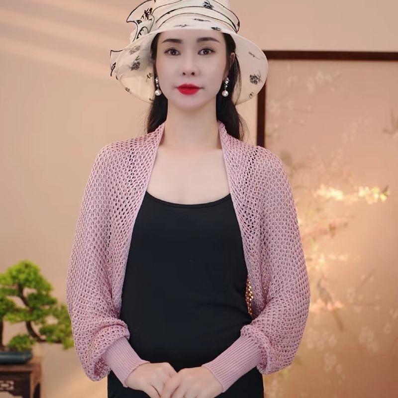 Šal Ice Silk s dugim rukavima – karirani pleteni uzorak, zaštita od sunca, za žene, ljeto-proljeće-jesen, japansko-korejski sladak stil